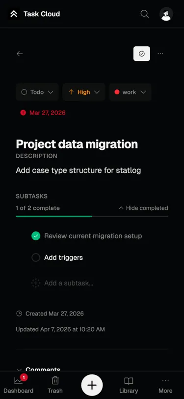 Task detail on mobile