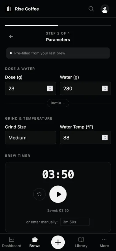 Brew log on mobile